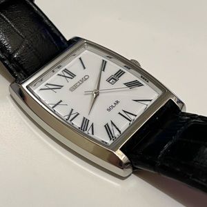 Seiko SUT891 Mens Solar White Square quartz dress watch